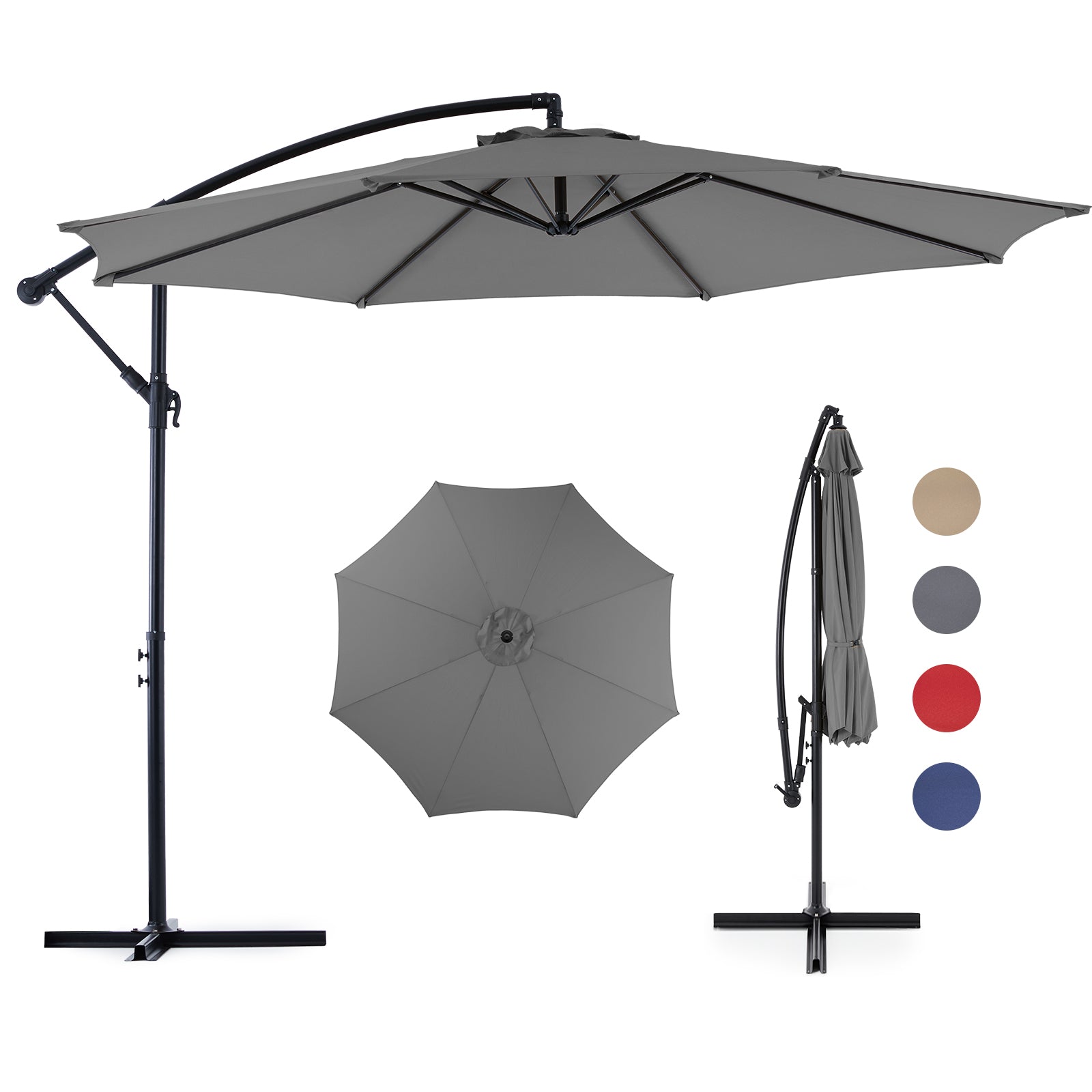 SUNSHIFT 9.8FT Offset Cantilever Umbrella with Tilt & Sun Protection