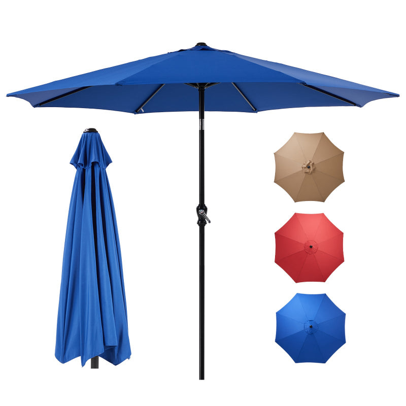 SUNSHIELD Outdoor Push Tilt Crank Patio Umbrella with 8 Ribs & Weather-Resistant