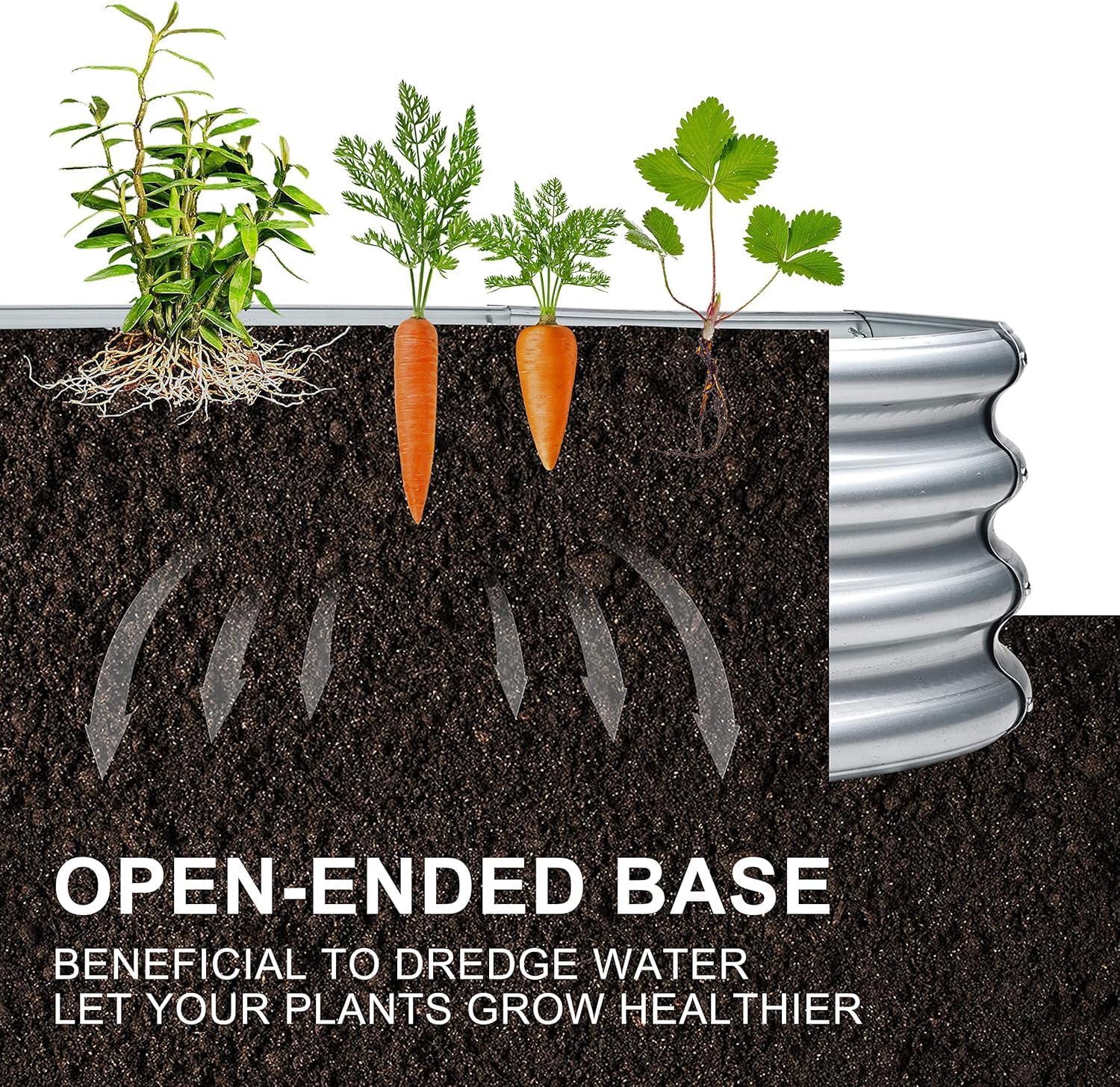 TERRACORE 2-Piece Galvanized Oval Raised Garden Bed for Vegetables & Flowers