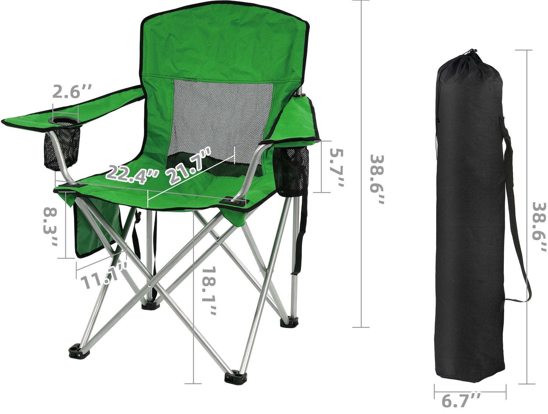 COMFORTLITE Portable Folding Outdoor Camping Chair with Armrests Holder