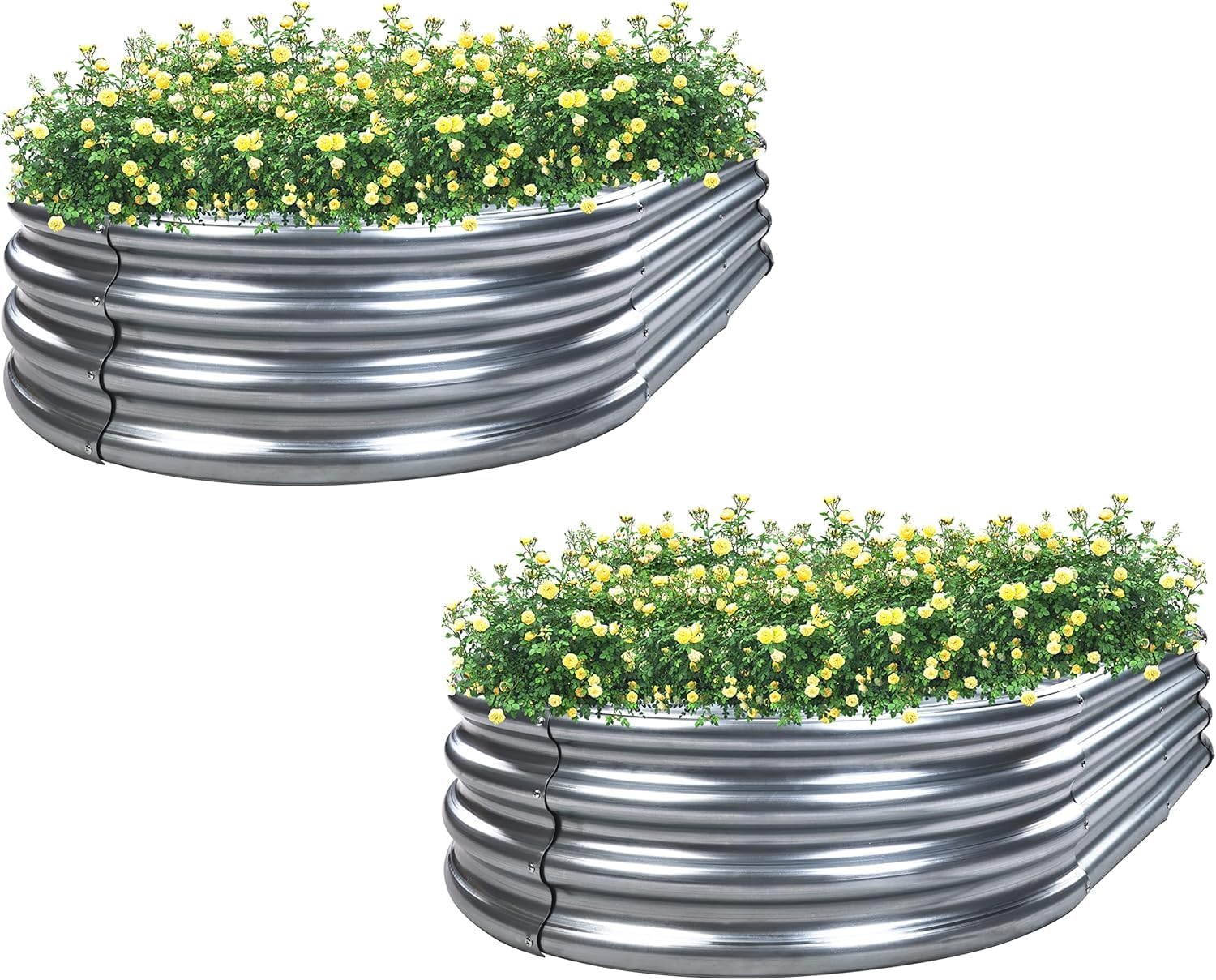 TERRACORE 2-Piece Galvanized Oval Raised Garden Bed for Vegetables & Flowers