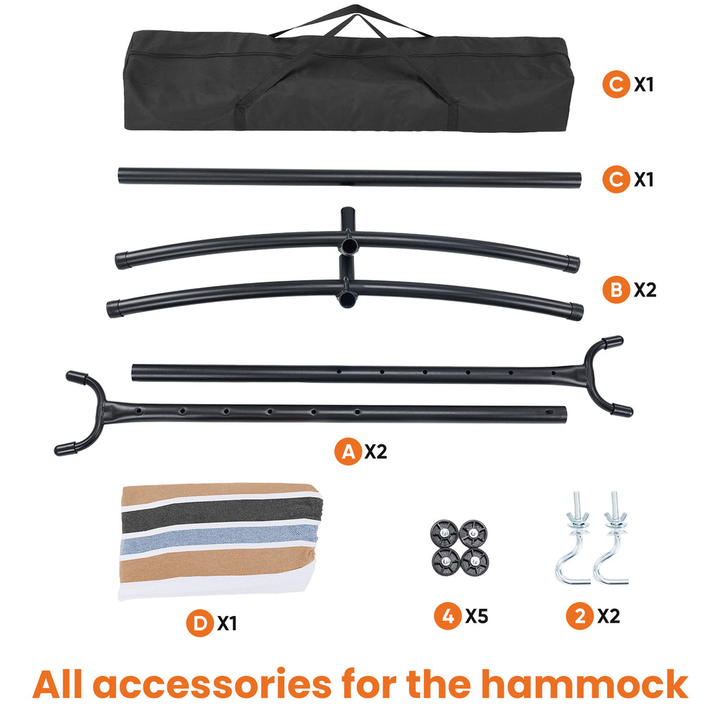 RELAXWELL Double Hammock with Steel Stand, Adjustable Height & 450lb Capacity