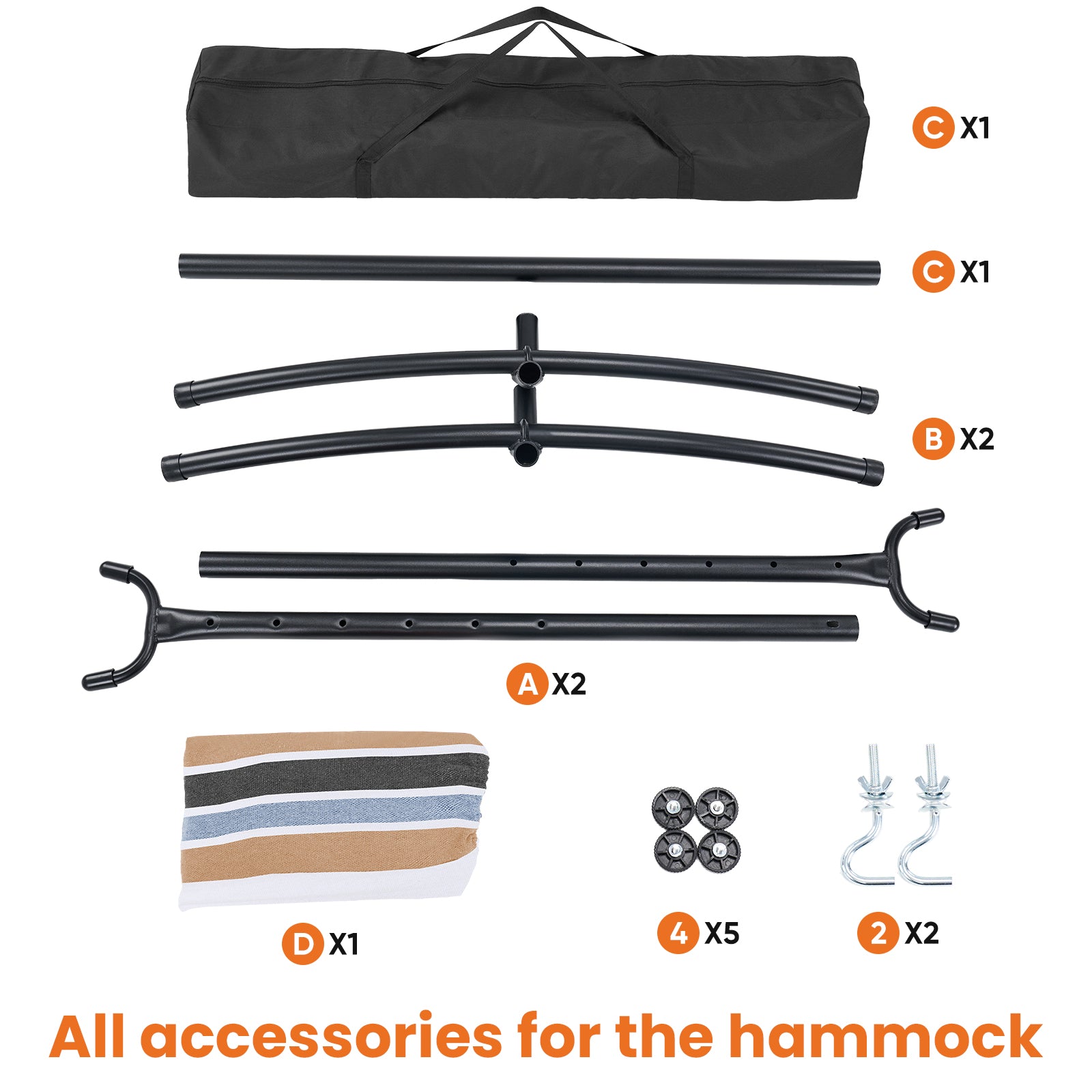 RELAXWELL Double Hammock with Steel Stand, Adjustable Height & 450lb Capacity