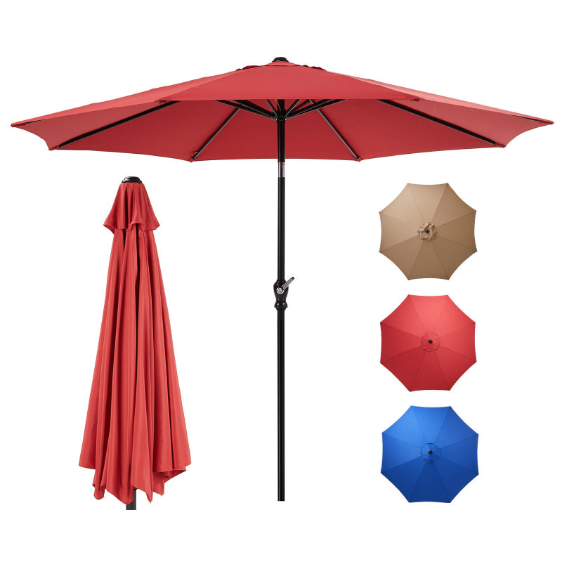 SUNSHIELD Outdoor Push Tilt Crank Patio Umbrella with 8 Ribs & Weather-Resistant