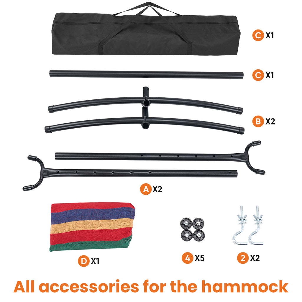 RELAXWELL Double Hammock with Steel Stand, Adjustable Height & 450lb Capacity