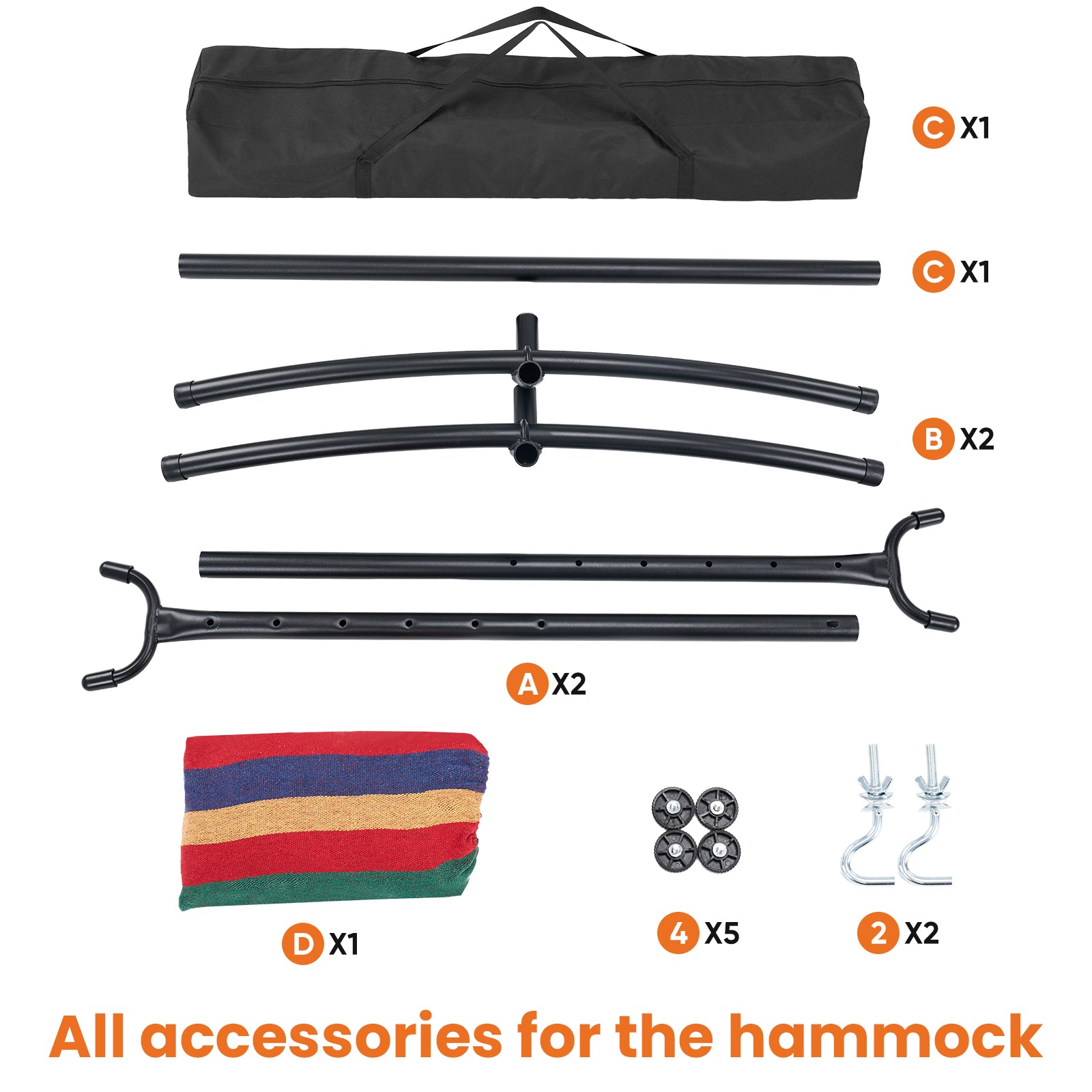 RELAXWELL Double Hammock with Steel Stand, Adjustable Height & 450lb Capacity