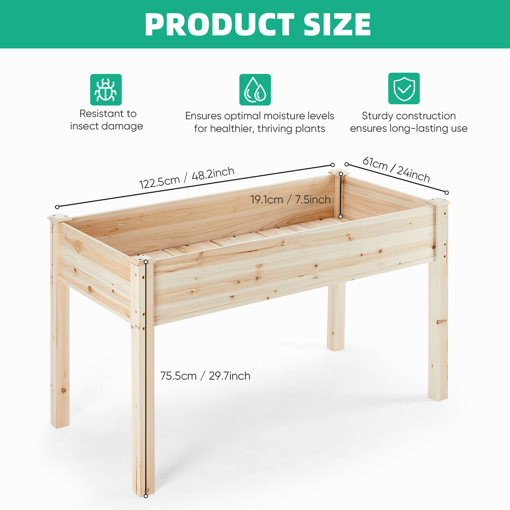 GARDENRISE 300lb Elevated Wooden Garden Bed with Liner & for Patio