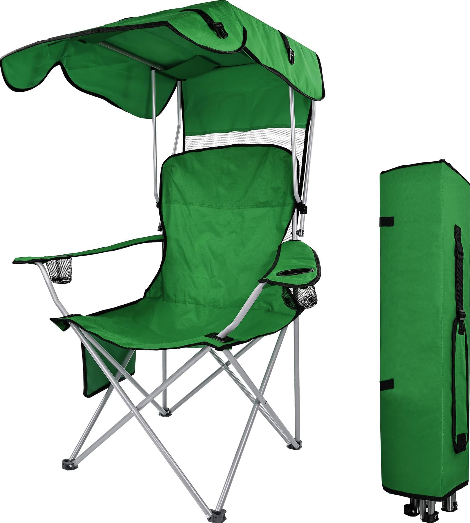 SUNRELAX Oversized Canopy Shade Folding Camping Chair with Armrests & Cup Holder
