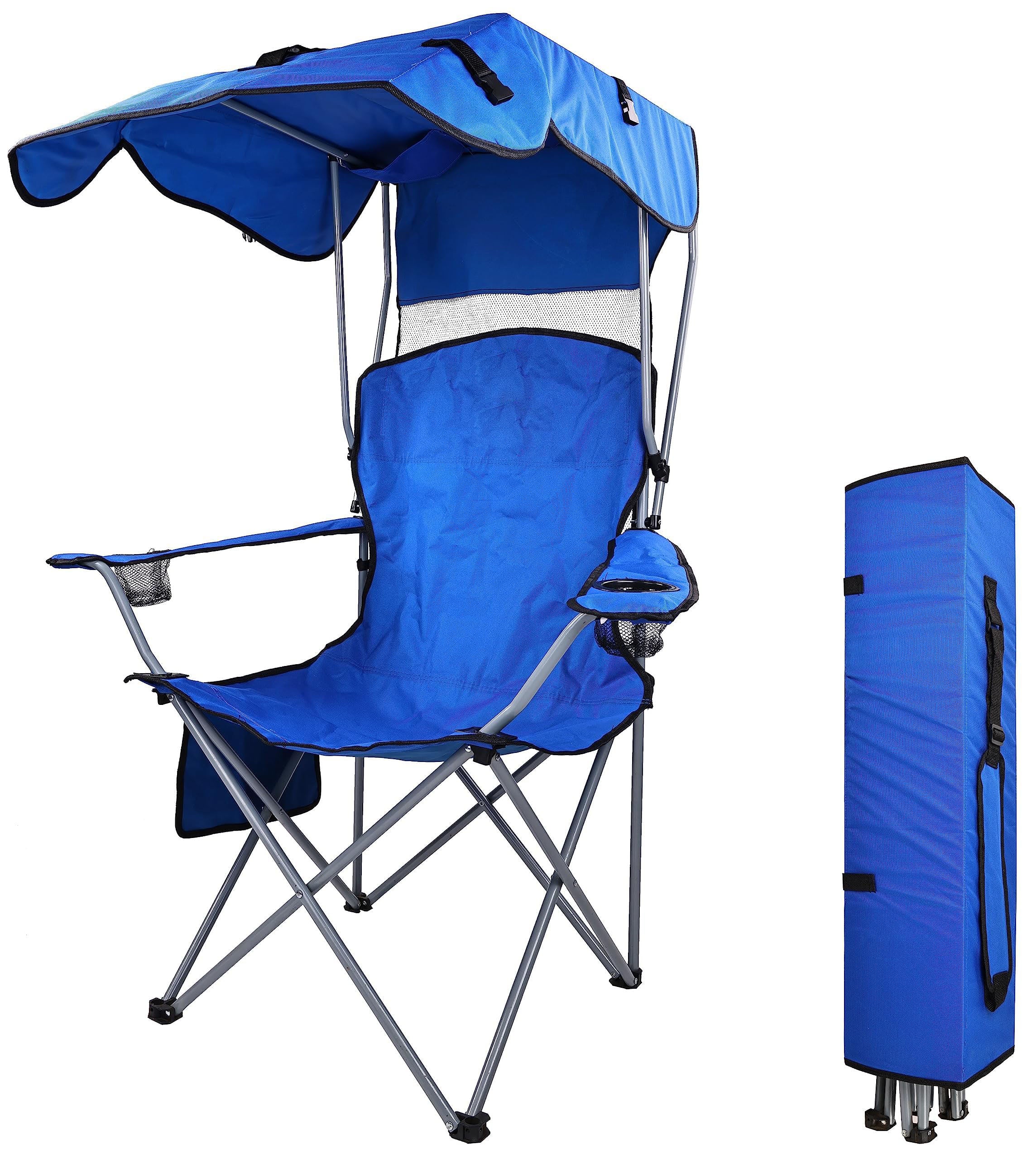 SUNRELAX Oversized Canopy Shade Folding Camping Chair with Armrests & Cup Holder