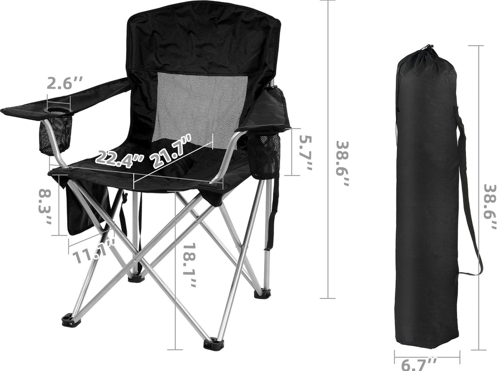 COMFORTLITE Portable Folding Outdoor Camping Chair with Armrests Holder