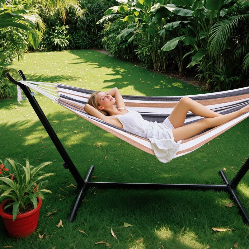 RELAXWELL Double Hammock with Steel Stand, Adjustable Height & 450lb Capacity