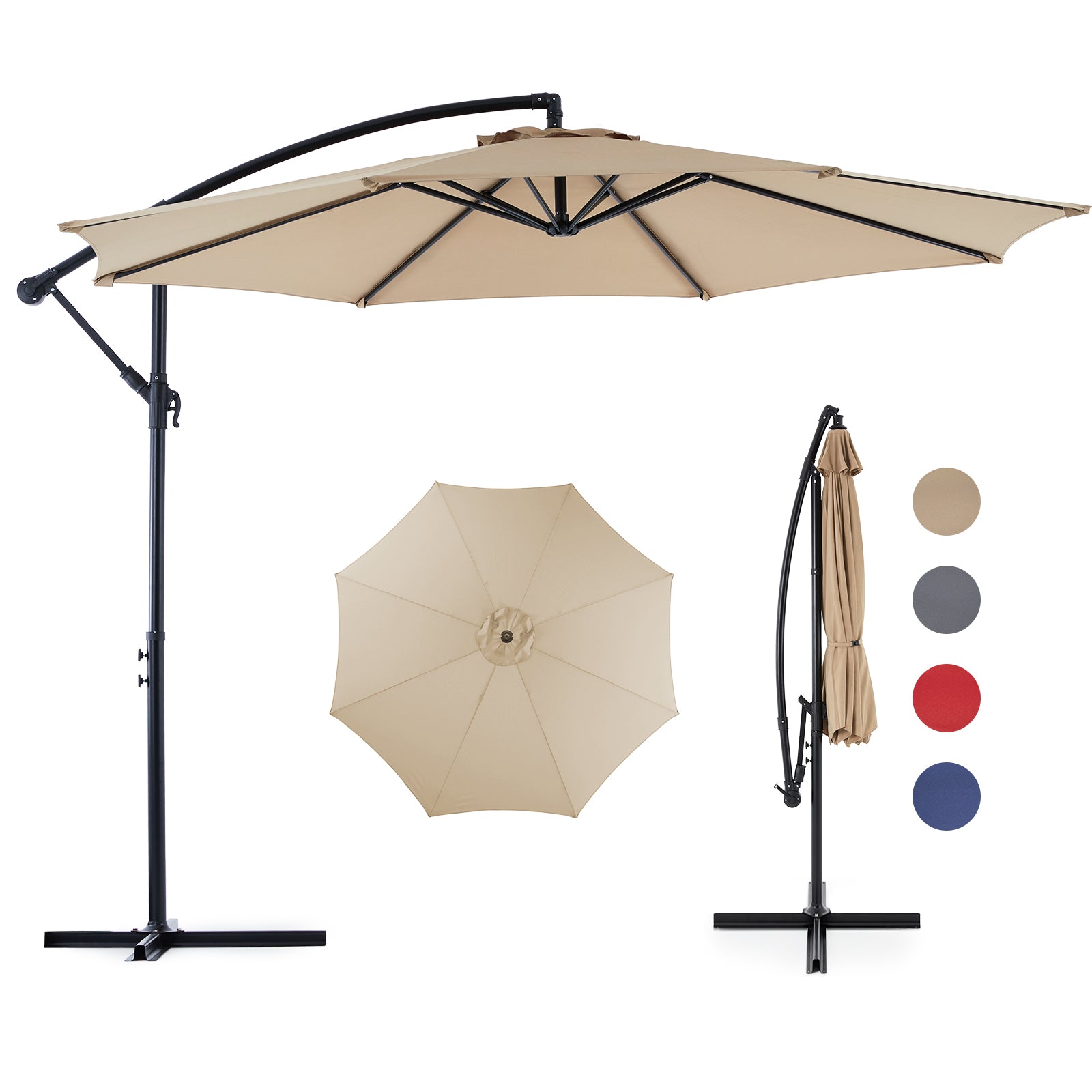SUNSHIFT 9.8FT Offset Cantilever Umbrella with Tilt & Sun Protection