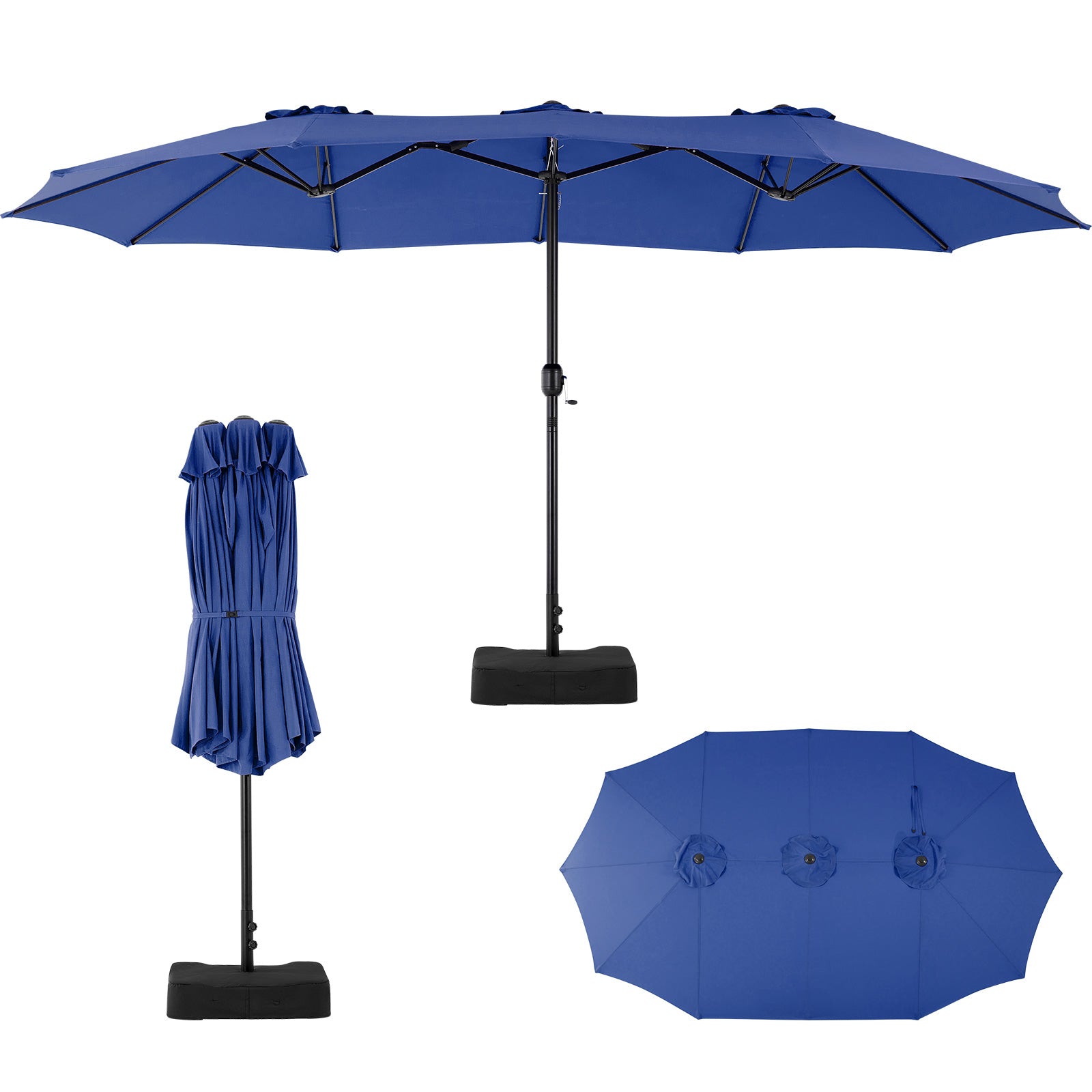 COVERMAX 15ft Large Patio Umbrella with Base & Rectangle
