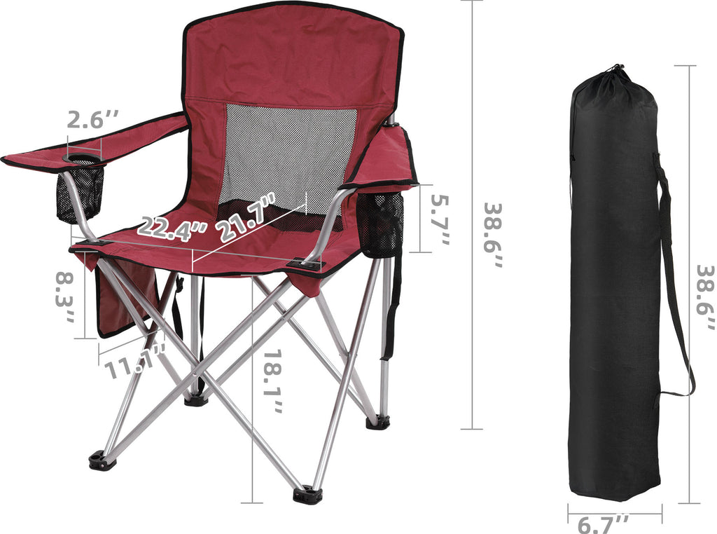 COMFORTLITE Portable Folding Outdoor Camping Chair with Armrests Holder