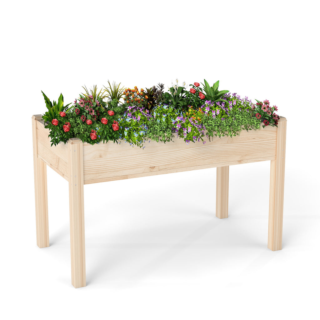 GARDENRISE 300lb Elevated Wooden Garden Bed with Liner & for Patio