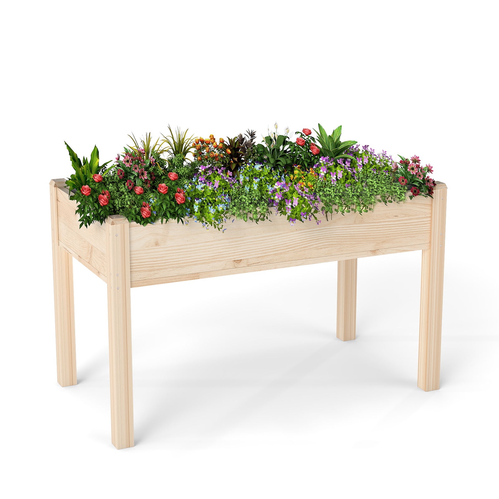 GARDENRISE 300lb Elevated Wooden Garden Bed with Liner & for Patio