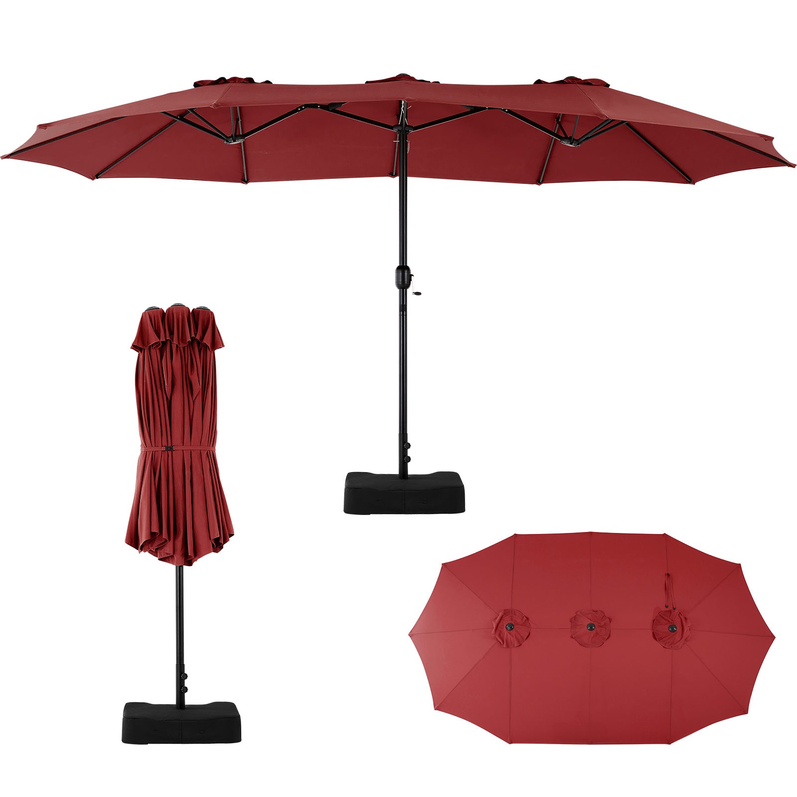 COVERMAX 15ft Large Patio Umbrella with Base & Rectangle