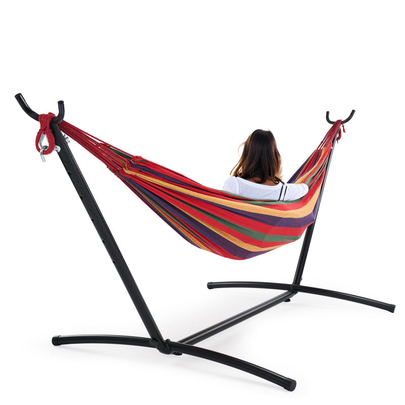 RELAXWELL Double Hammock with Steel Stand, Adjustable Height & 450lb Capacity