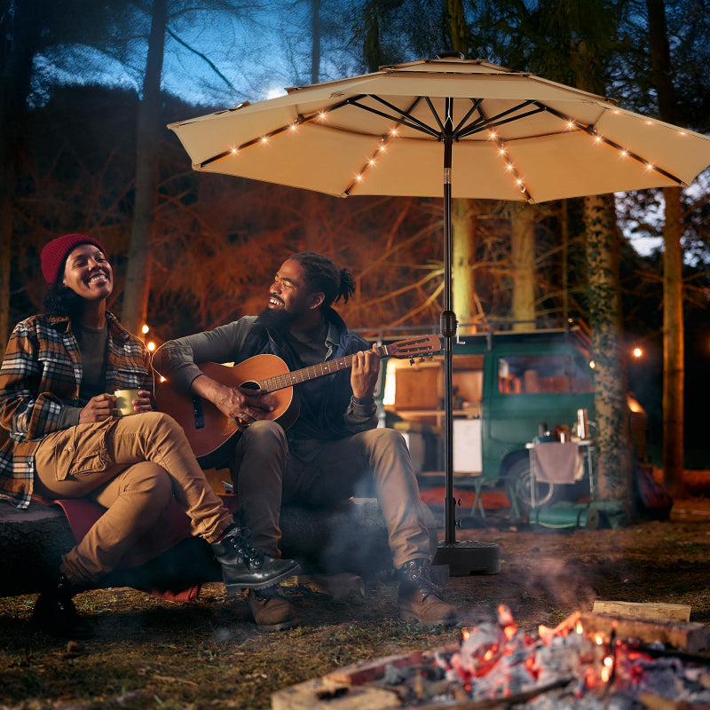 SKYLIGHT 10FT 3-Tier Solar Patio Umbrella with LED & Push Tilt