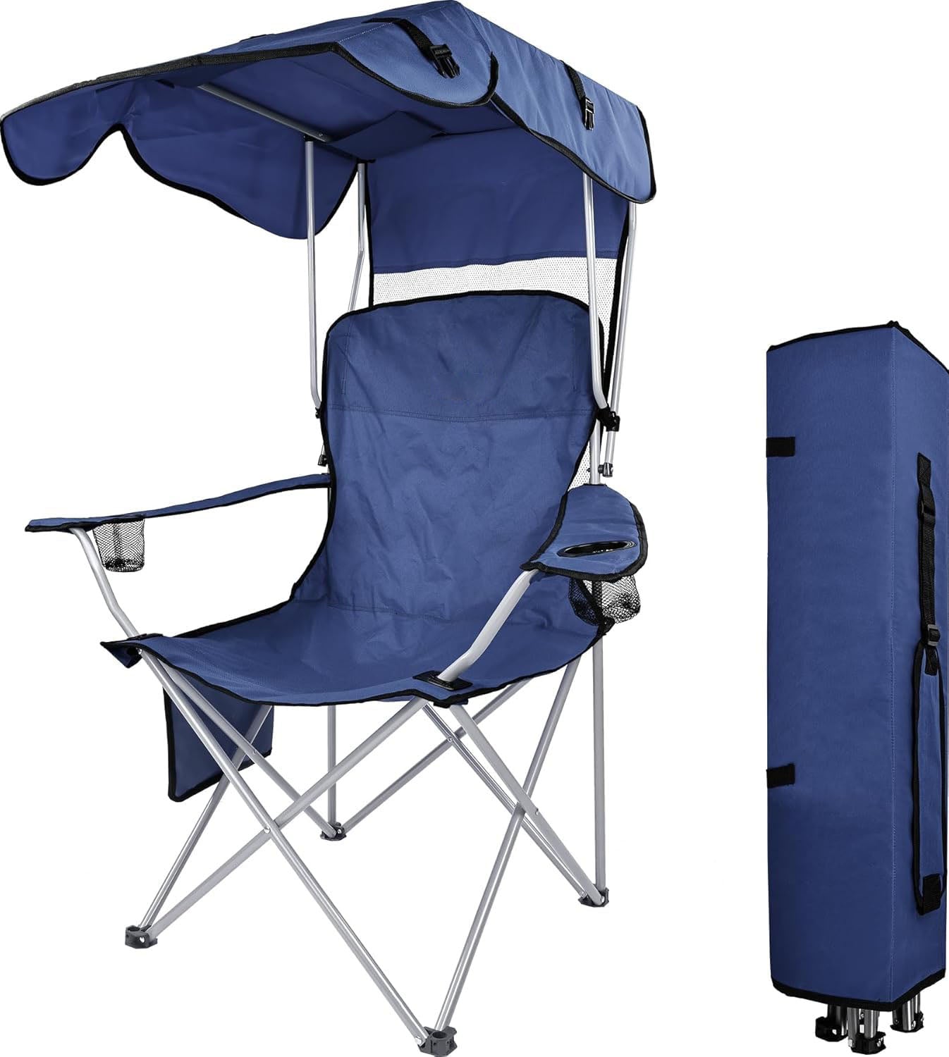 SUNRELAX Oversized Canopy Shade Folding Camping Chair with Armrests & Cup Holder
