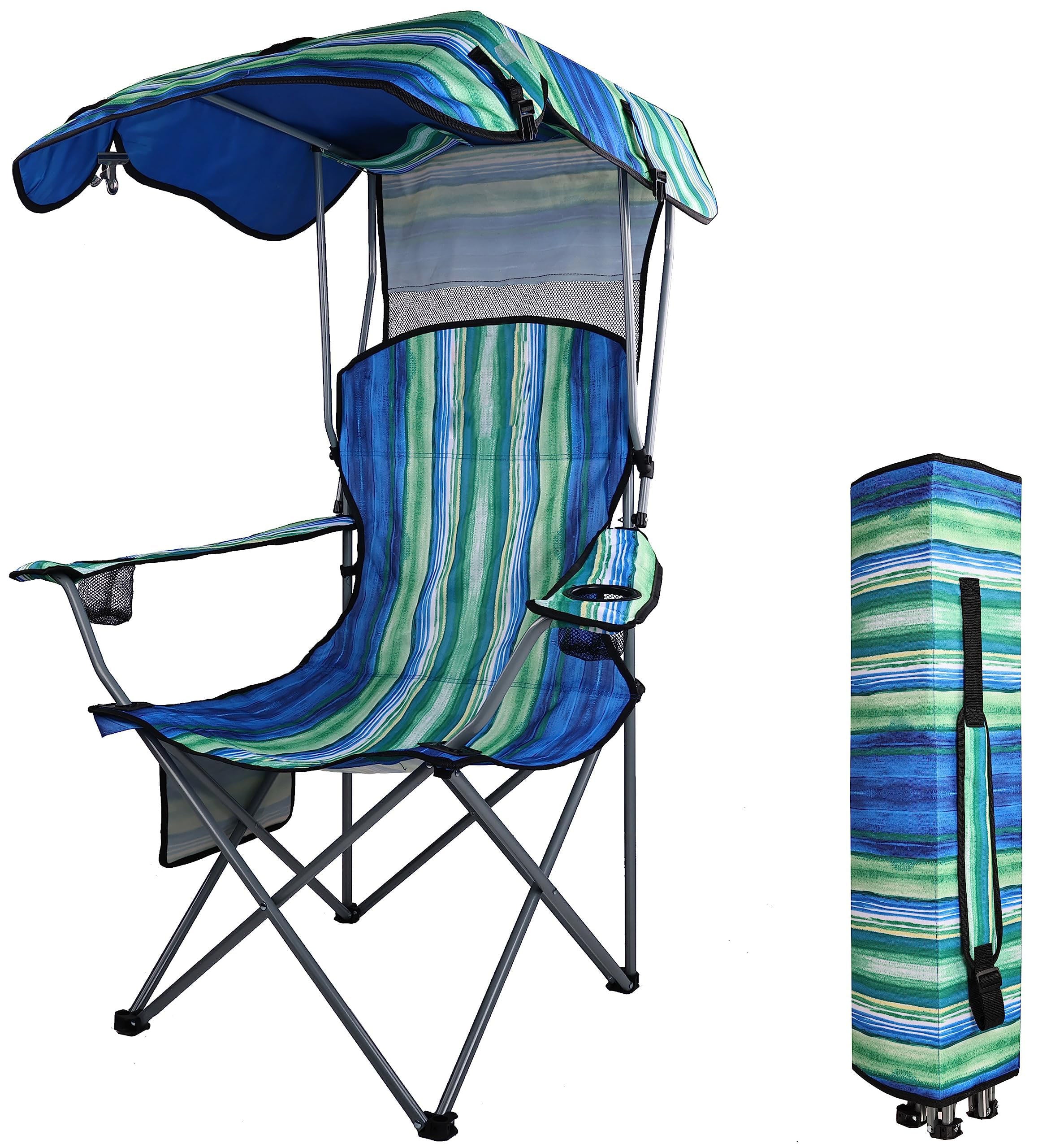 SUNRELAX Oversized Canopy Shade Folding Camping Chair with Armrests & Cup Holder
