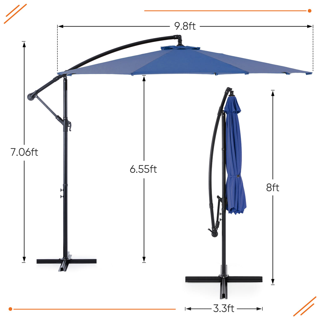 SUNSHIFT 9.8FT Offset Cantilever Umbrella with Tilt & Sun Protection
