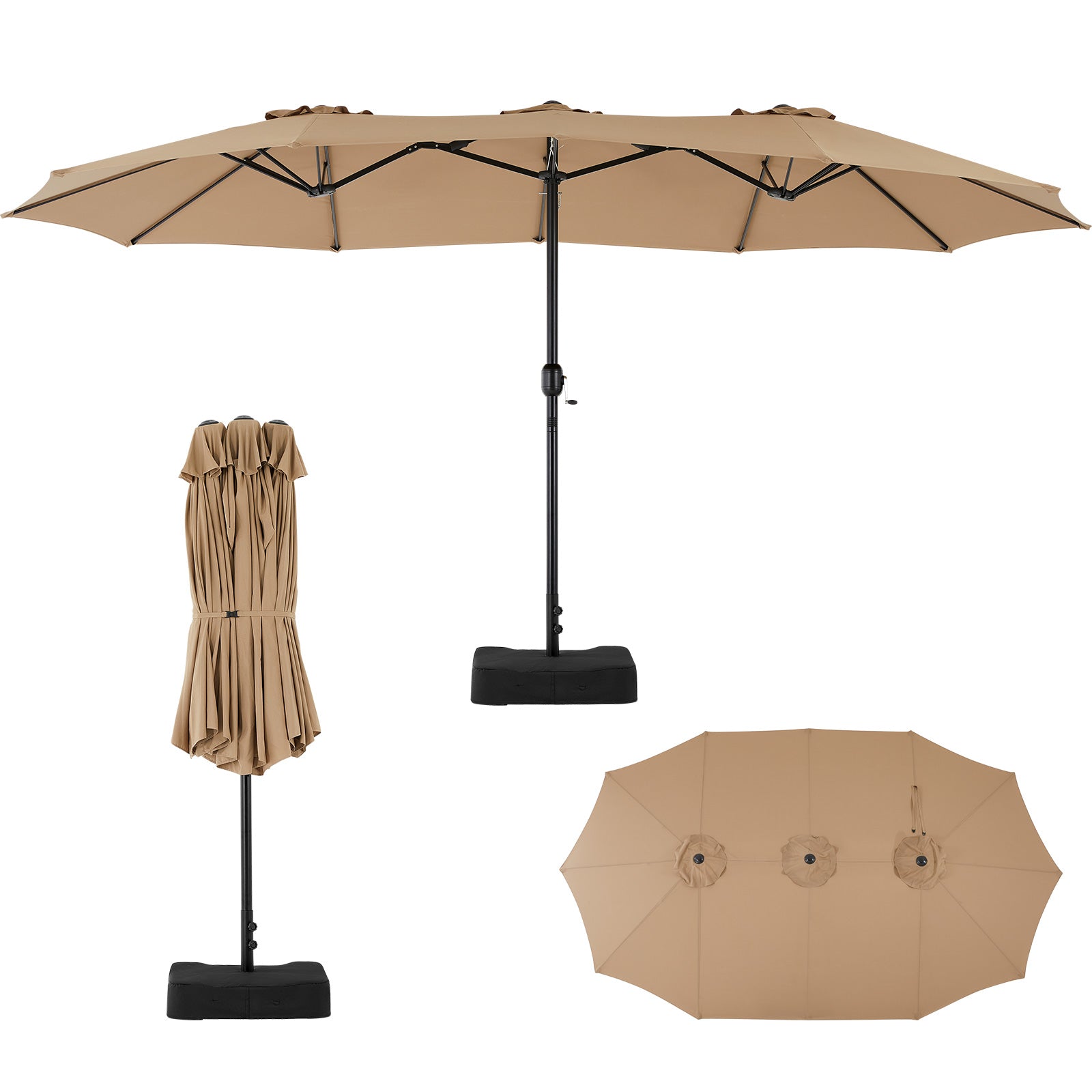 COVERMAX 15ft Large Patio Umbrella with Base & Rectangle