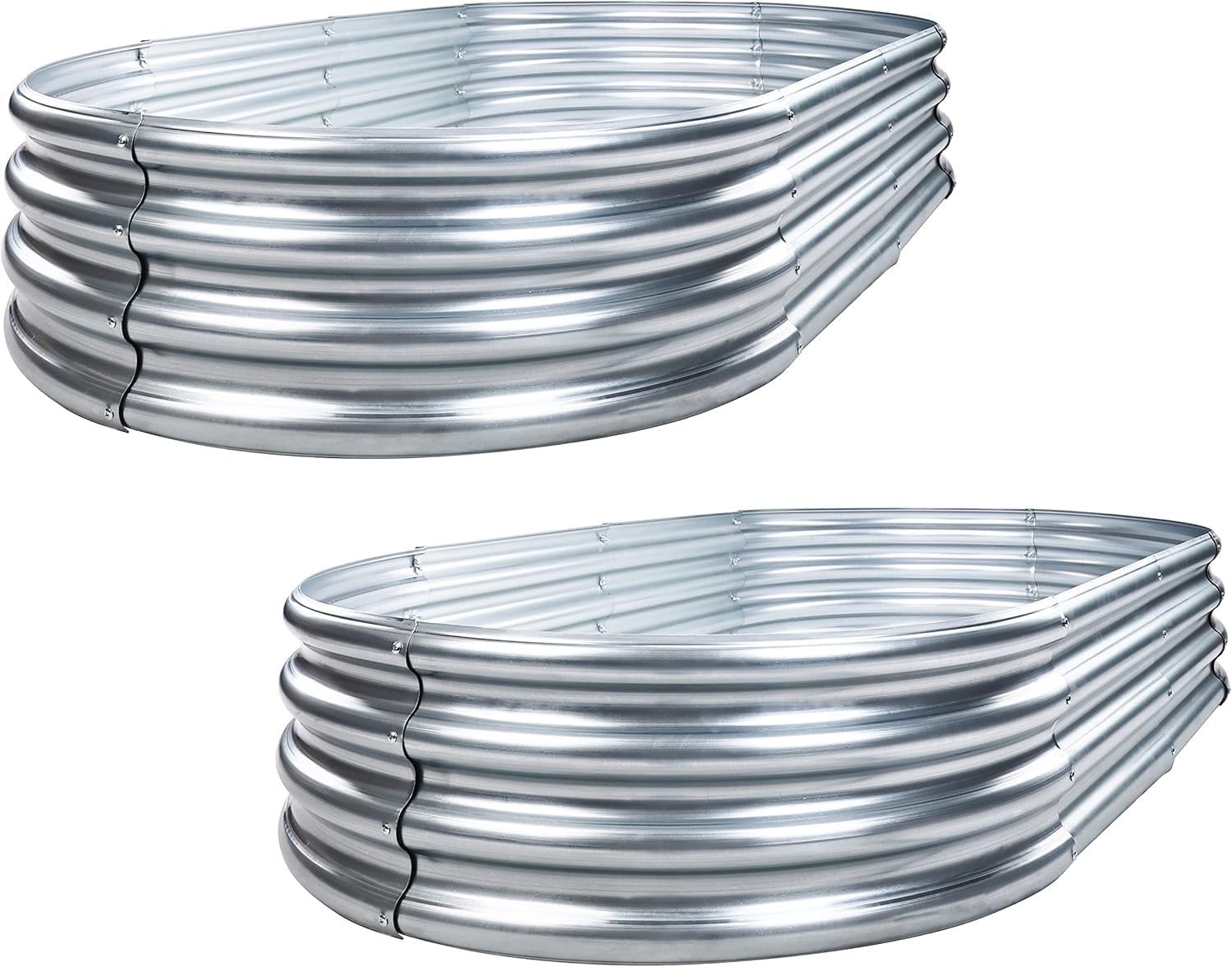 TERRACORE 2-Piece Galvanized Oval Raised Garden Bed for Vegetables & Flowers