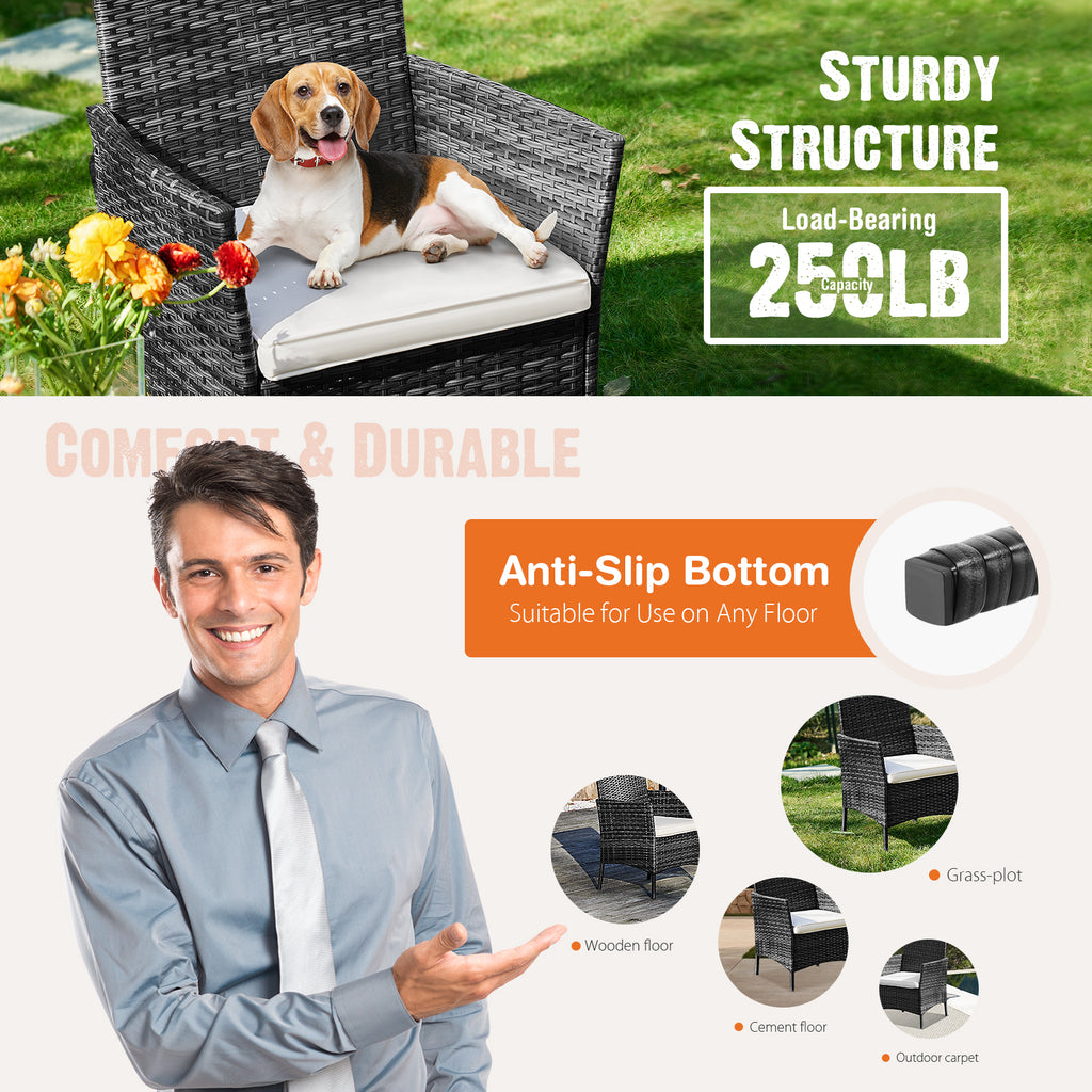 LUXURABORA 4-Piece Patio Furniture Set with Glass Table & All-Weather Rattan