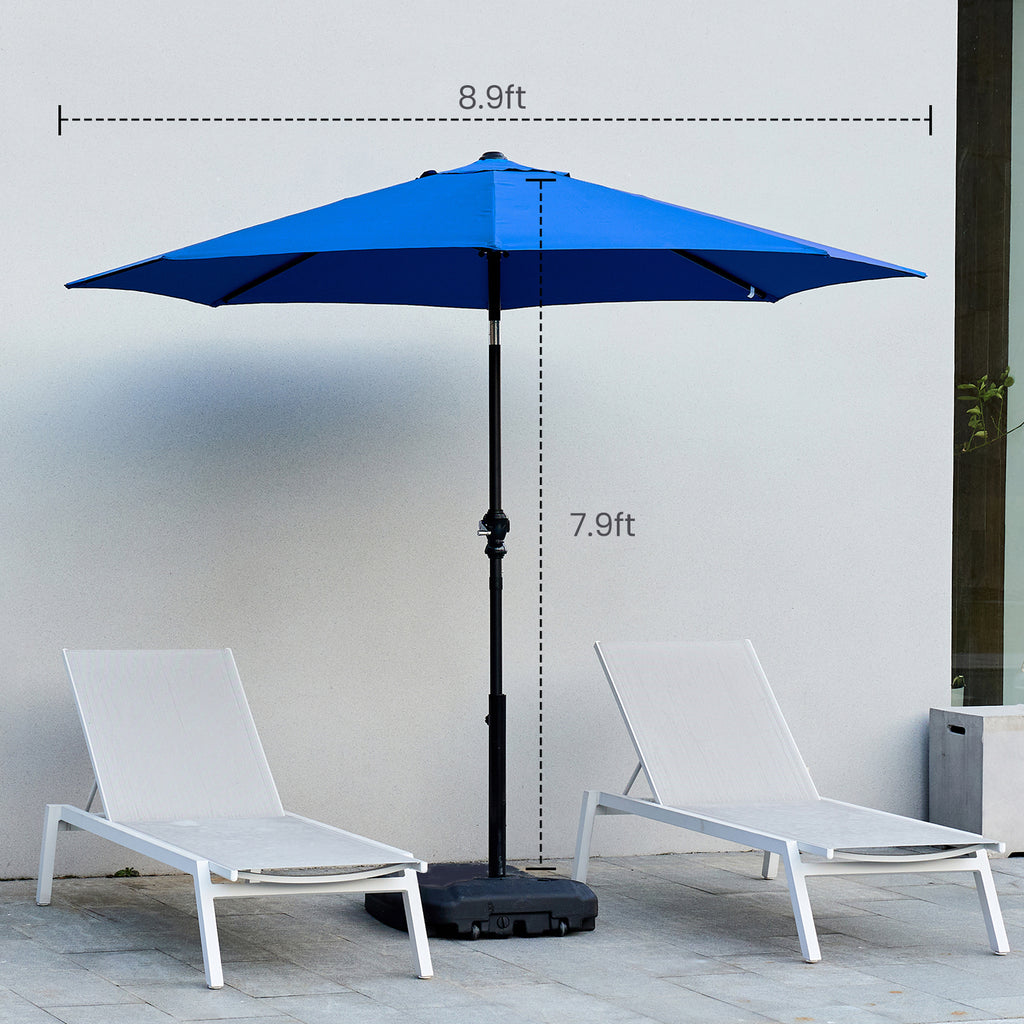 SUNSHIELD Outdoor Push Tilt Crank Patio Umbrella with 8 Ribs & Weather-Resistant