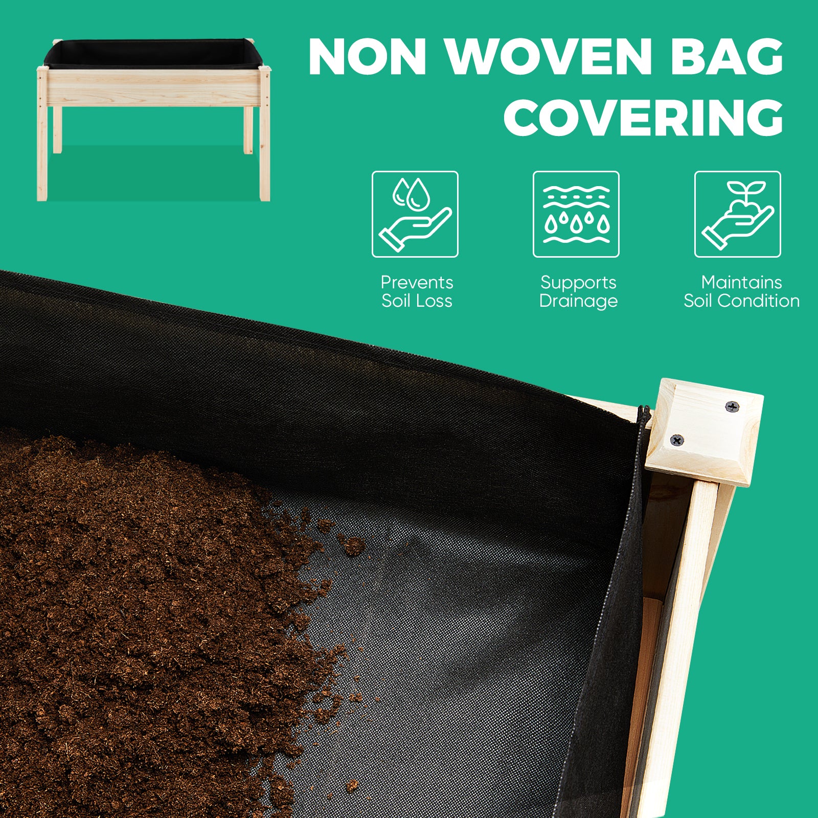 GARDENRISE 300lb Elevated Wooden Garden Bed with Liner & for Patio