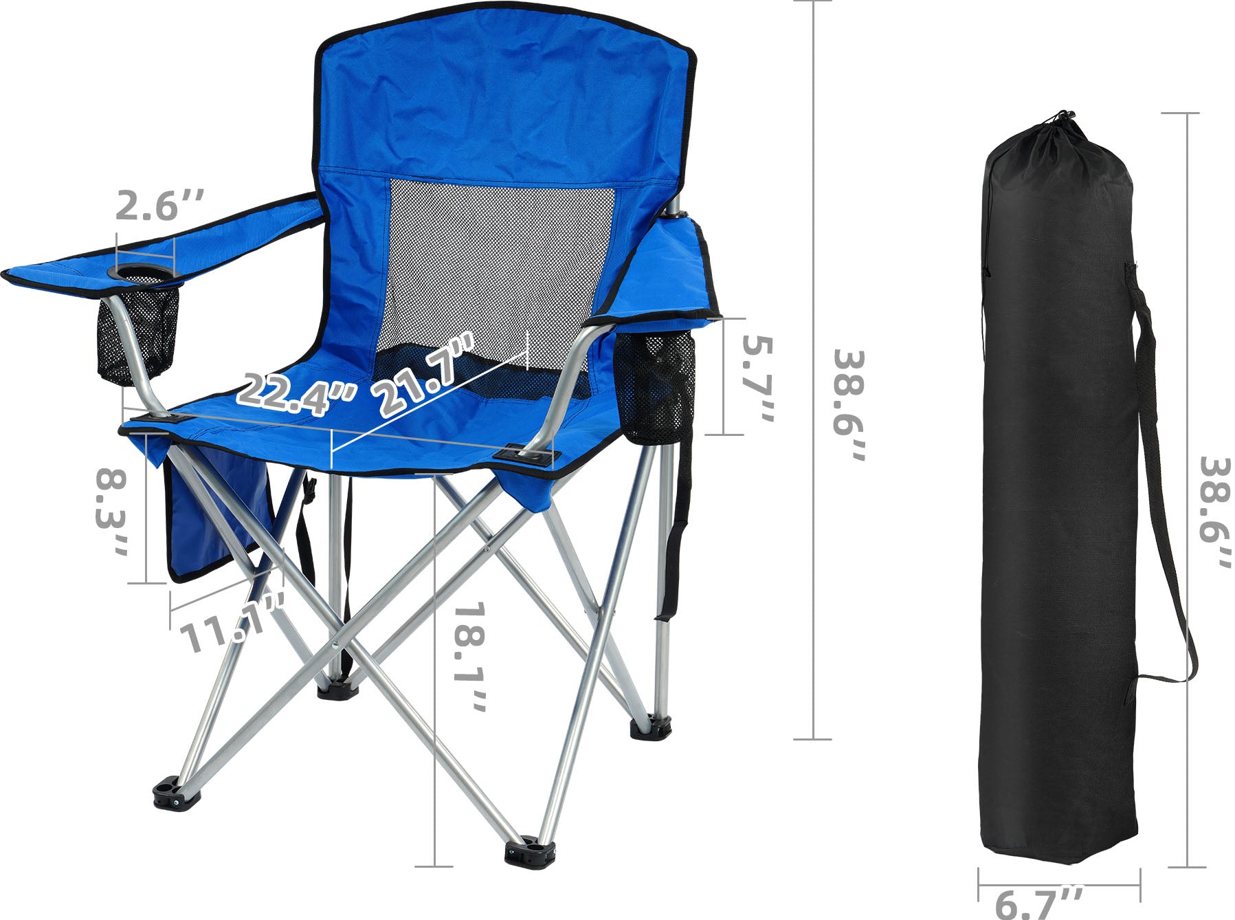 COMFORTLITE Portable Folding Outdoor Camping Chair with Armrests Holder