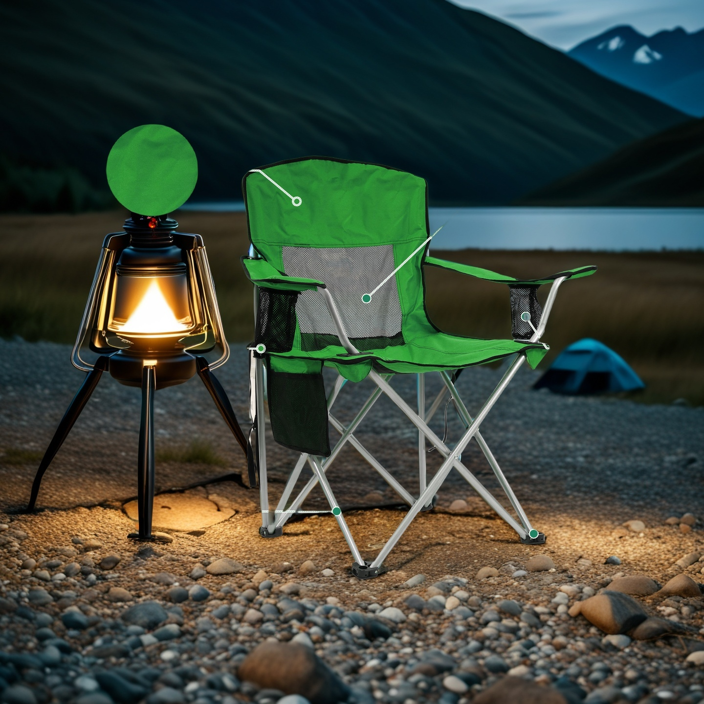 COMFORTLITE Portable Folding Outdoor Camping Chair with Armrests Holder