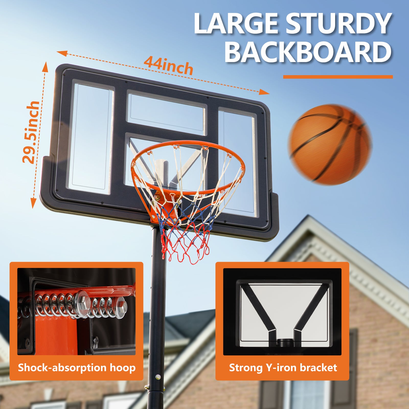 PROSHOT 44" Adjustable Basketball Hoop for All-Ages & Portable