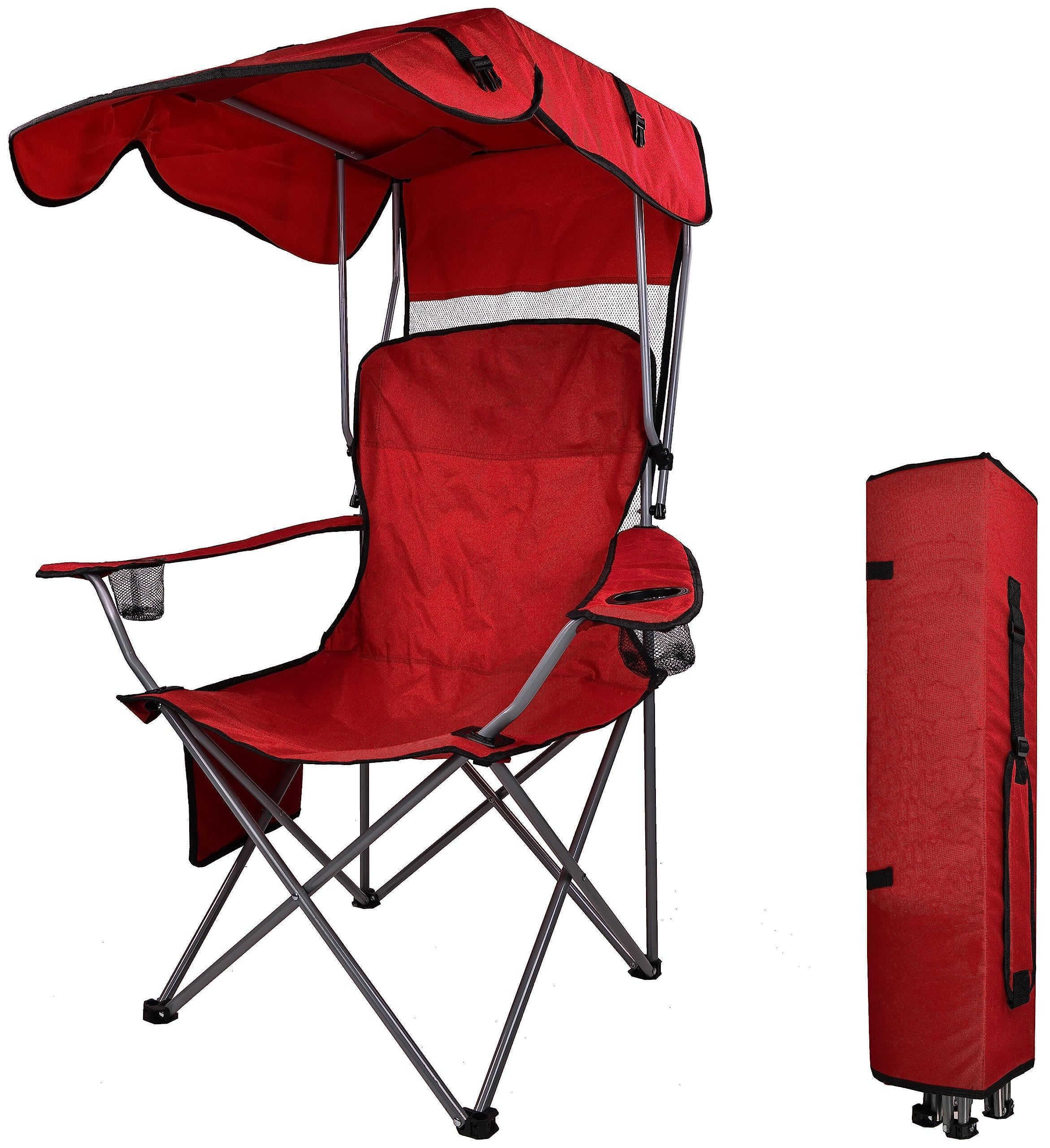 SUNRELAX Oversized Canopy Shade Folding Camping Chair with Armrests & Cup Holder