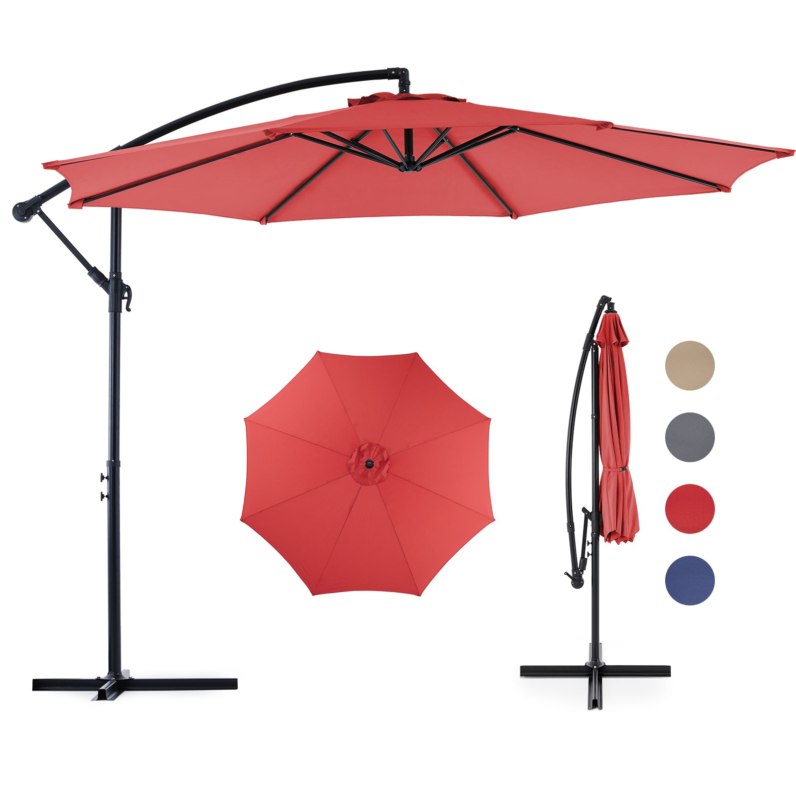 SUNSHIFT 9.8FT Offset Cantilever Umbrella with Tilt & Sun Protection