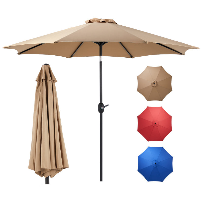 SUNSHIELD Outdoor Push Tilt Crank Patio Umbrella with 8 Ribs & Weather-Resistant