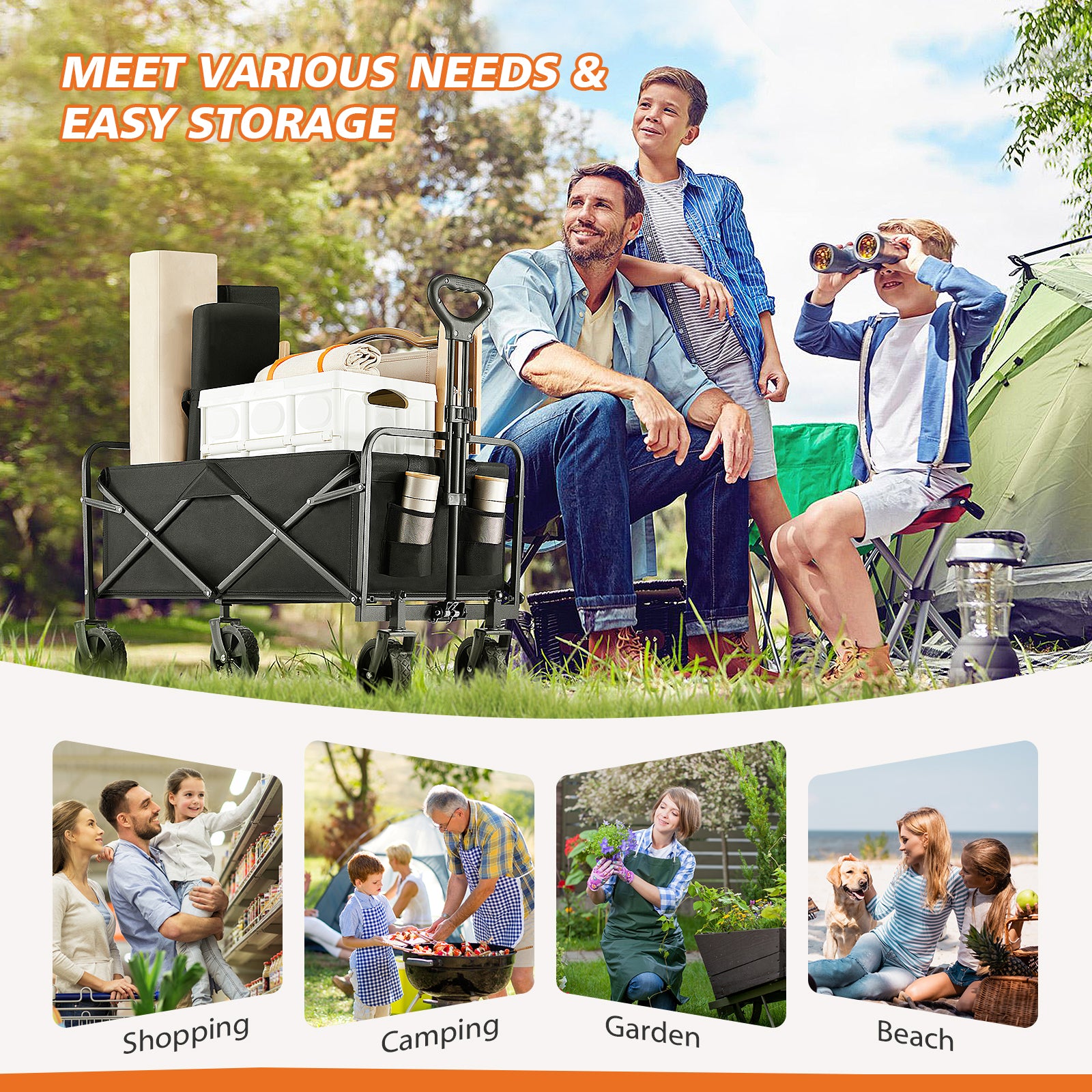 STURDYTECH Heavy Duty 330lbs All-Terrain Utility Folding Wagon Cart