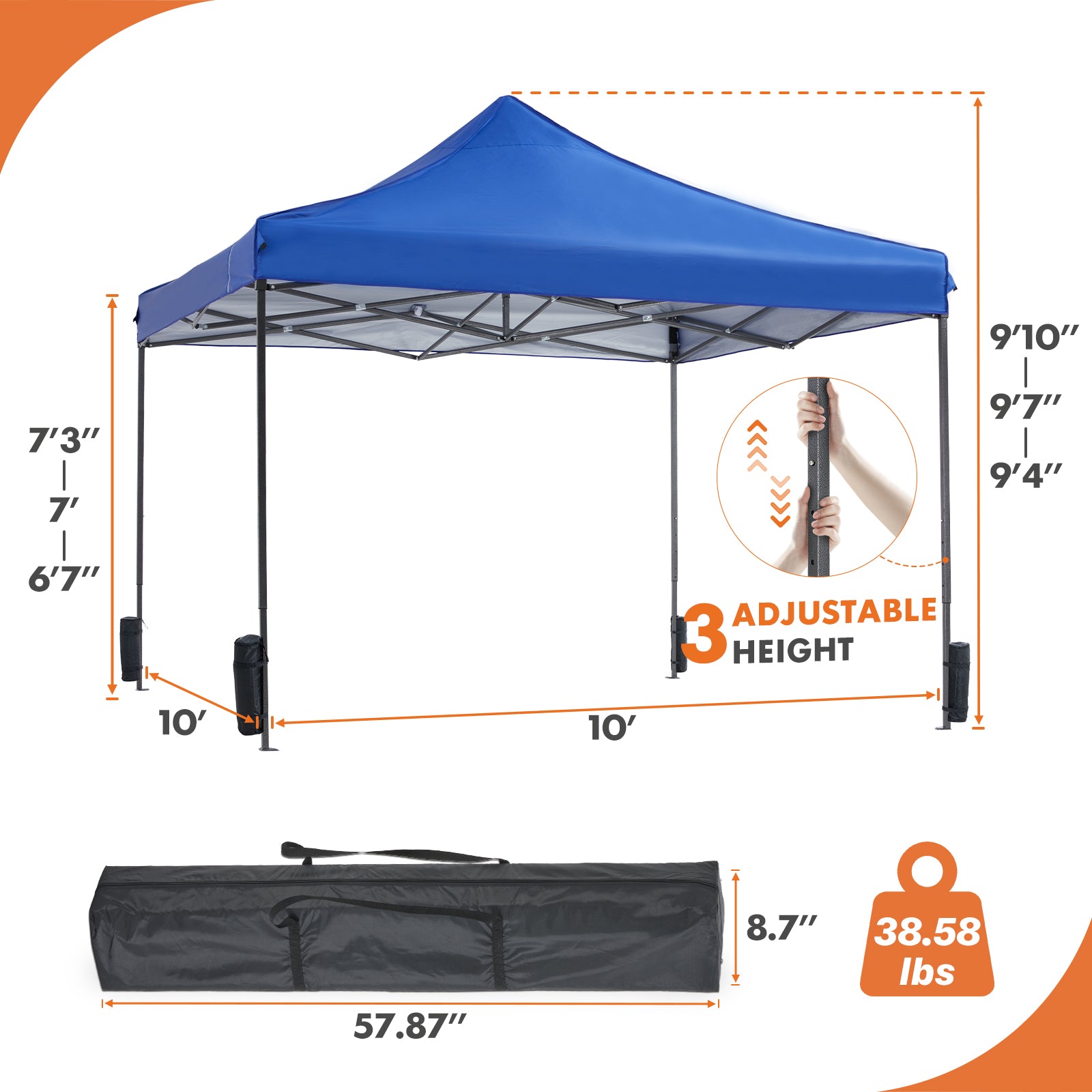 EZ-SHADE 10x10ft Pop Up Instant Canopy Tent for Outdoor