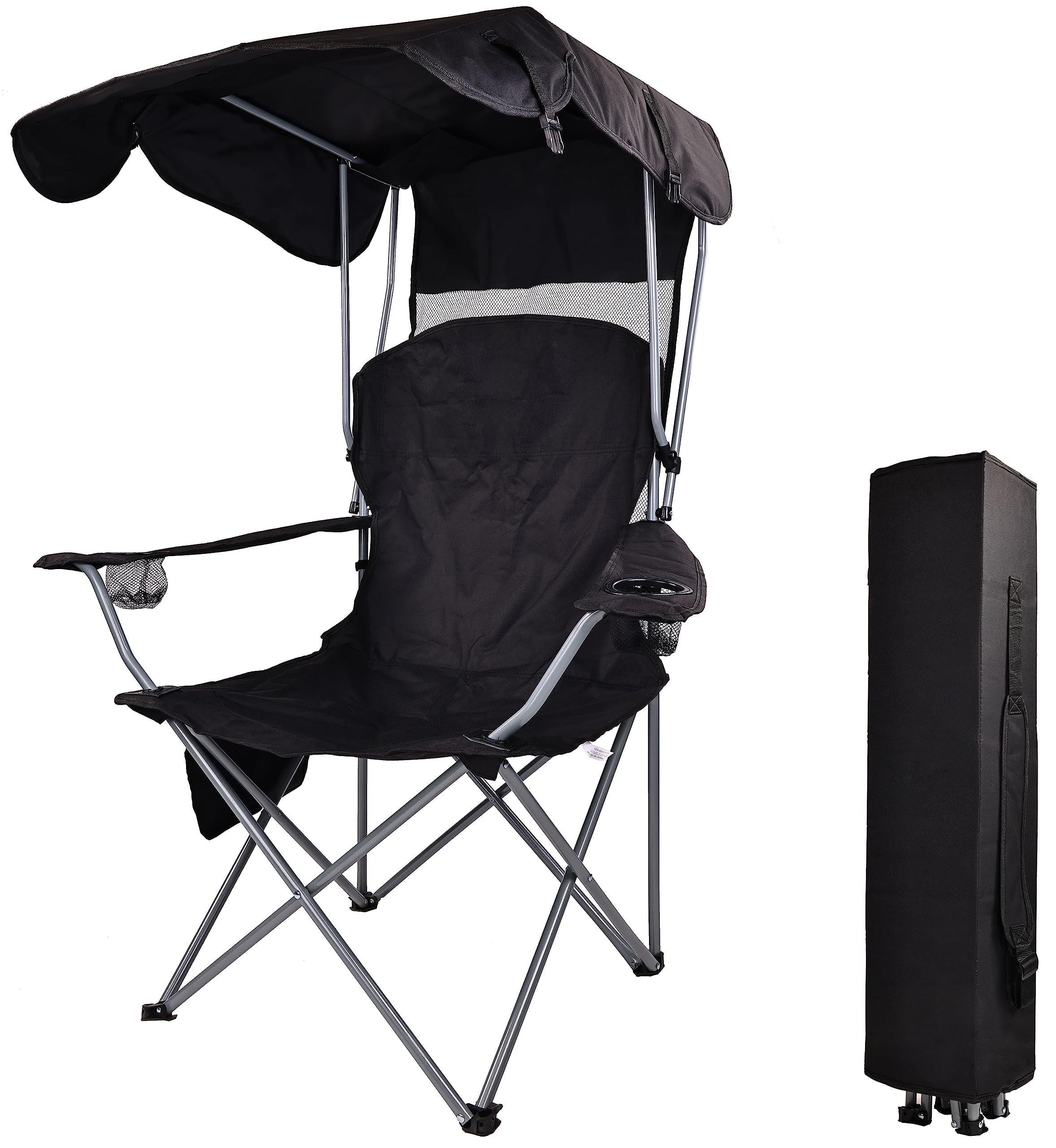 SUNRELAX Oversized Canopy Shade Folding Camping Chair with Armrests & Cup Holder