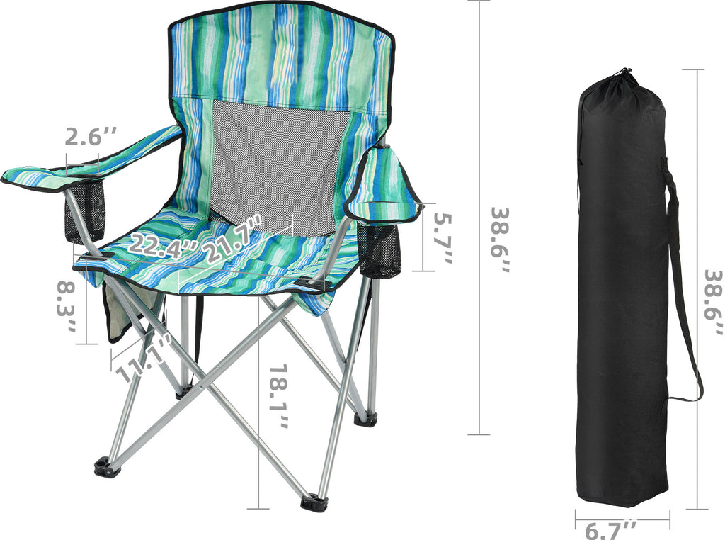 COMFORTLITE Portable Folding Outdoor Camping Chair with Armrests Holder