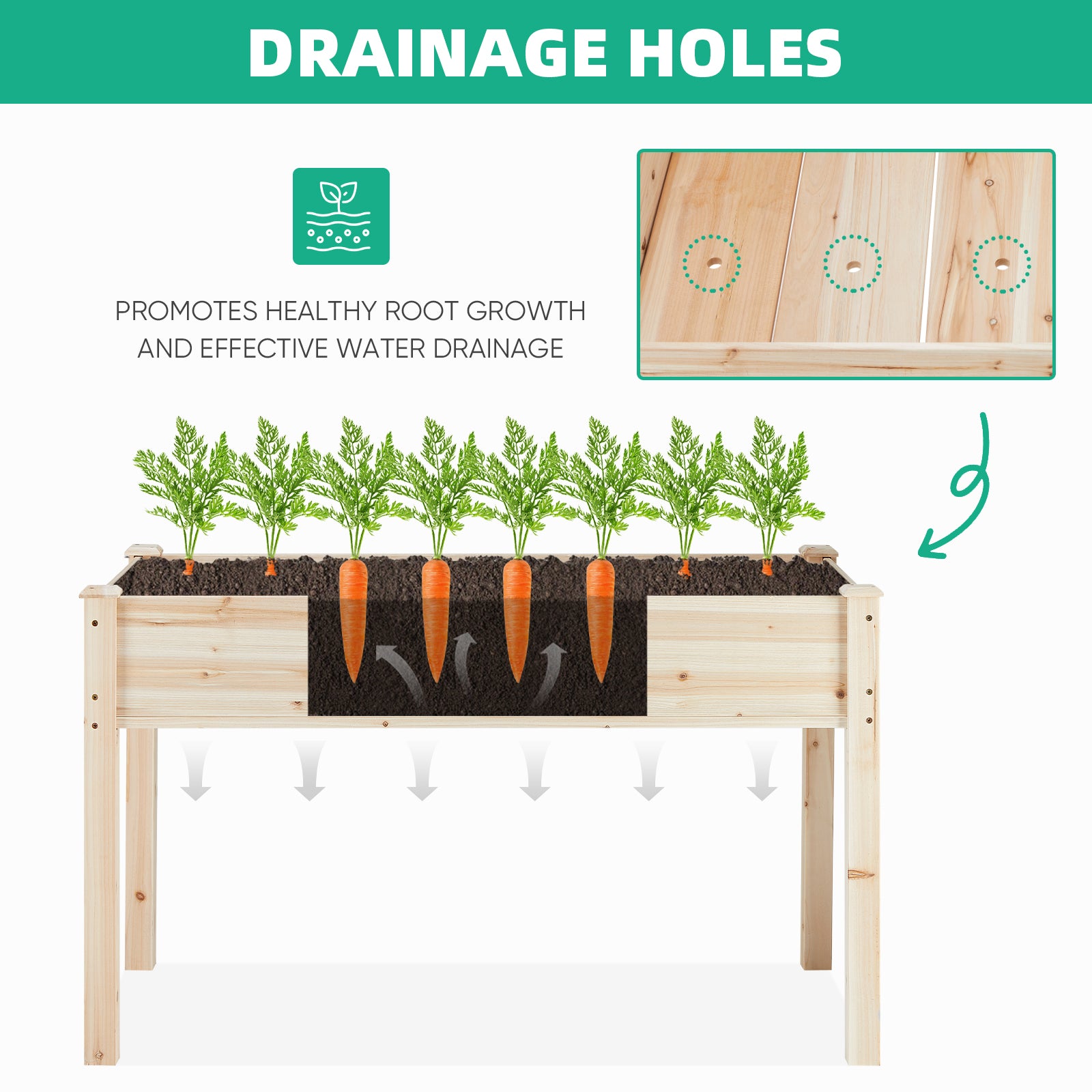 GARDENRISE 300lb Elevated Wooden Garden Bed with Liner & for Patio