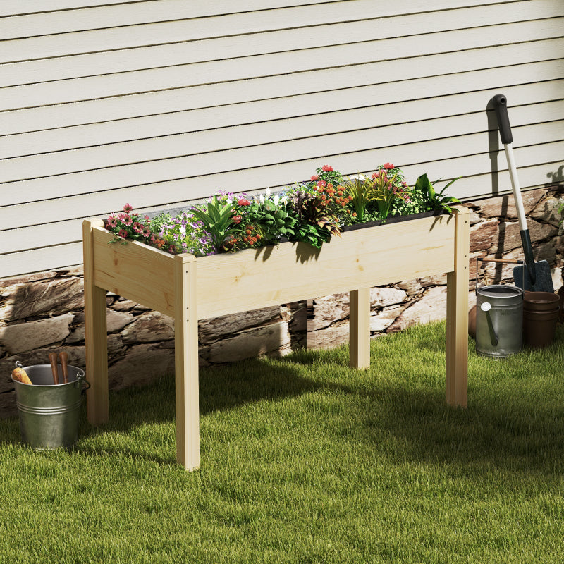 GARDENRISE 300lb Elevated Wooden Garden Bed with Liner & for Patio