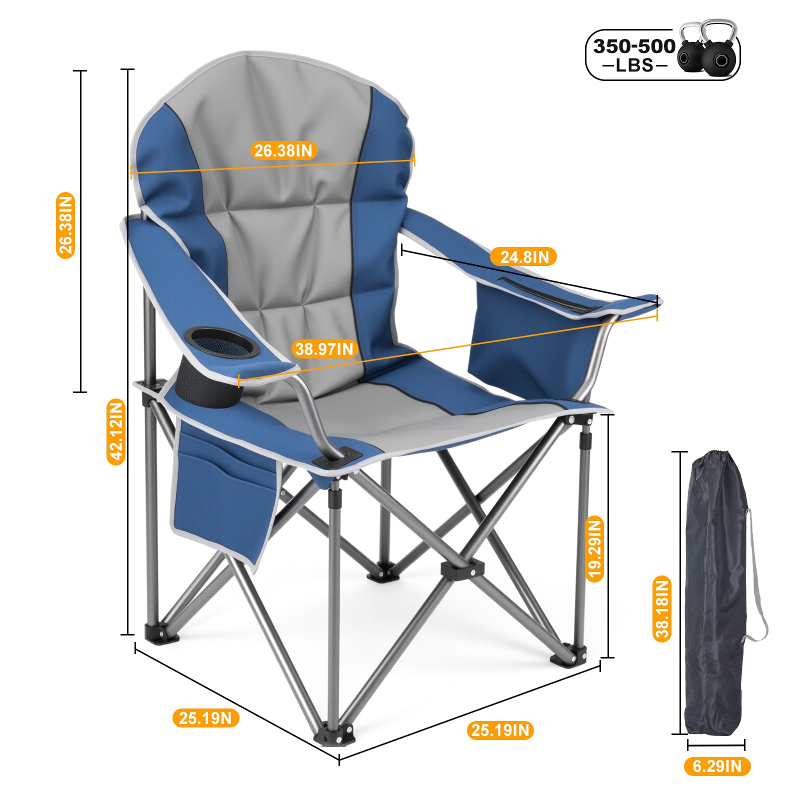 STURDYKING 5000lb Oversized Padded Camping Chair with Cooler